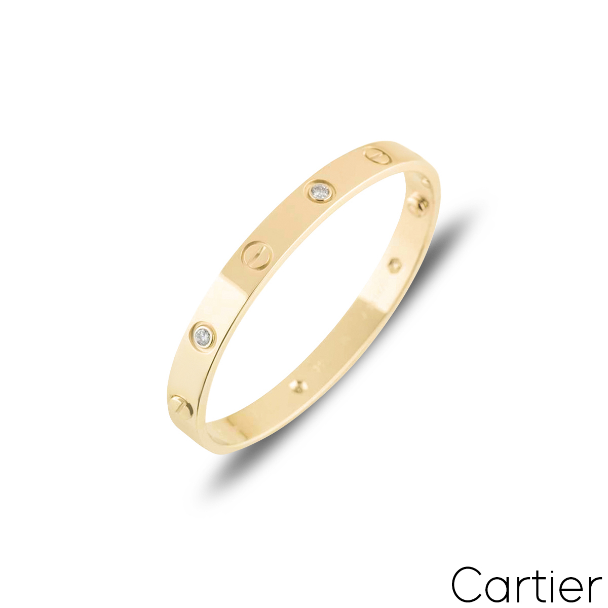 Cartier Yellow Gold Half Diamond Love Bracelet Size 16 B6035916 | Rich ...